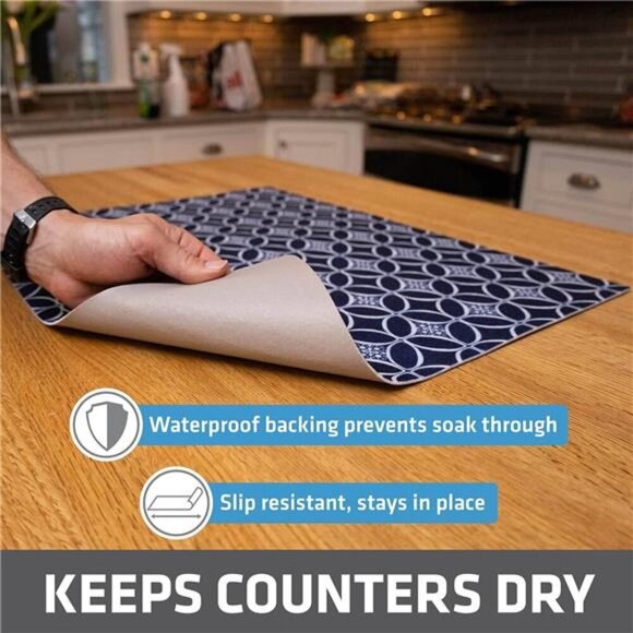 Dish Drying Mat, Oversized, Low-Profile, Super Absorbent, Quick Dry Fabric - Picture 3 of 7